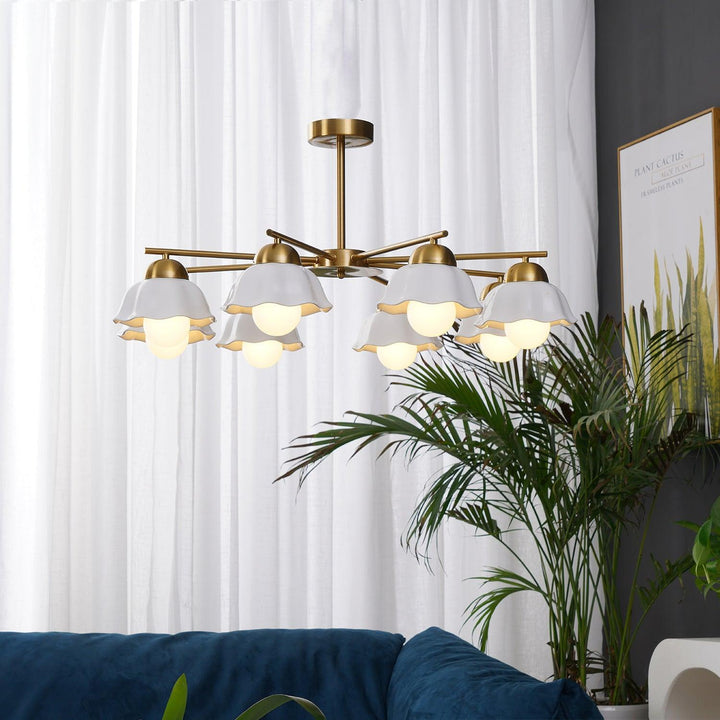 Zasila lampadario Nordico Arte Fiorita Ombra in Ceramica floreale