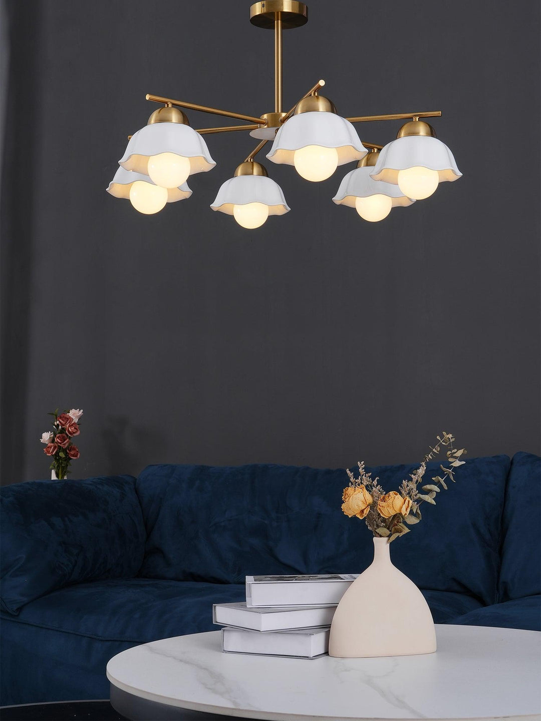 Zasila lampadario Nordico Arte Fiorita Ombra in Ceramica floreale