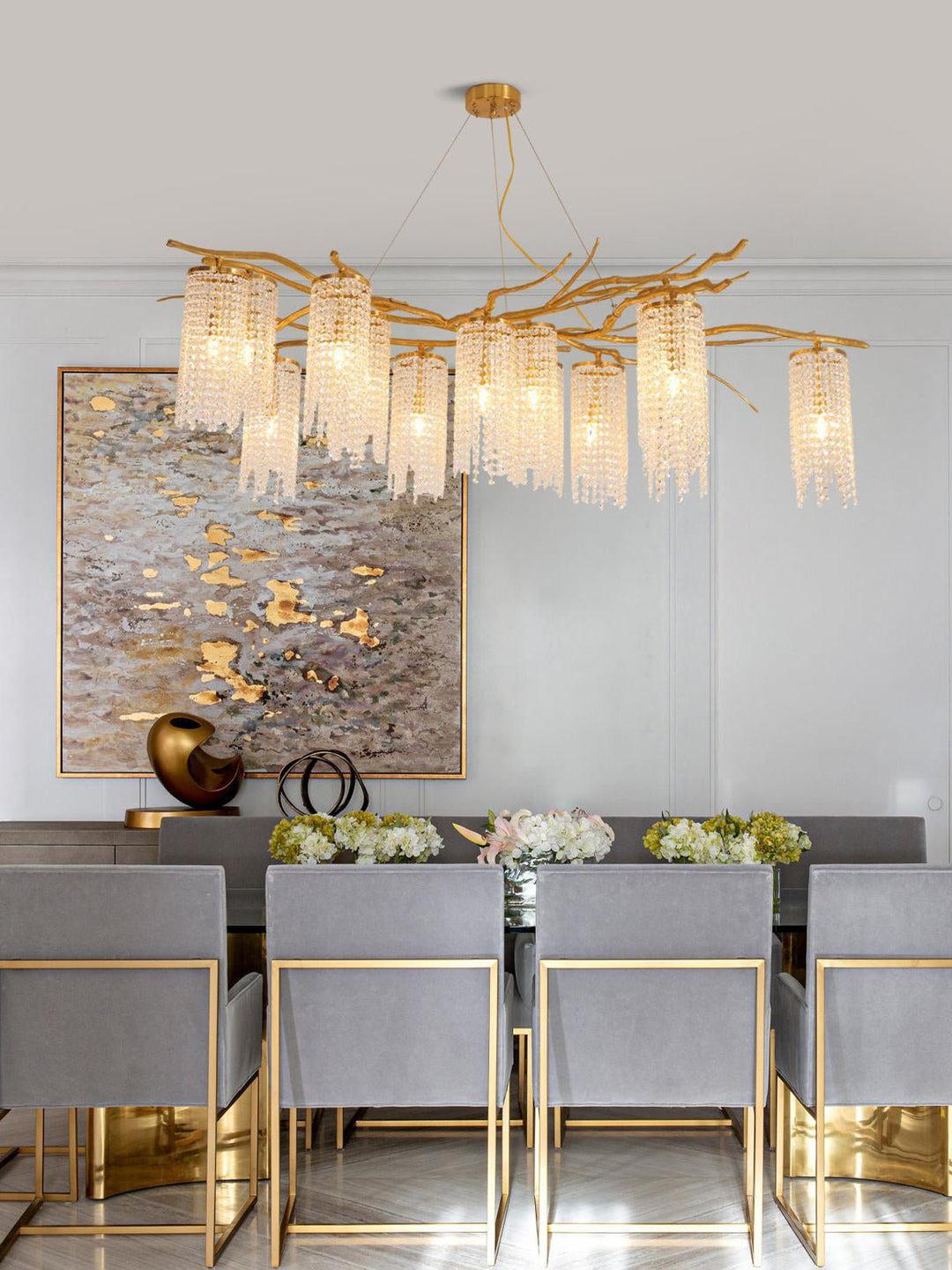 Avvariel lampadario in ottone organico