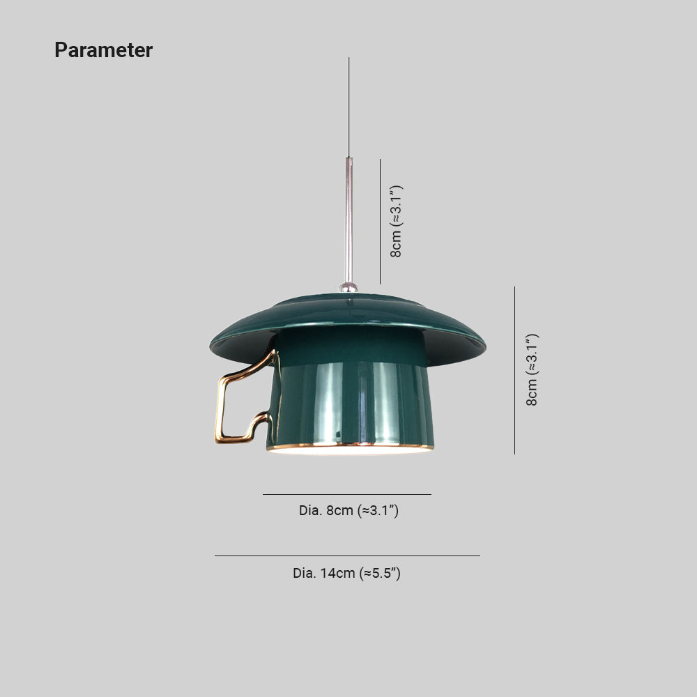Valentina Quadrato Maniglia Tazza Ceramica LED Lampade a Sospensione Soggiorno