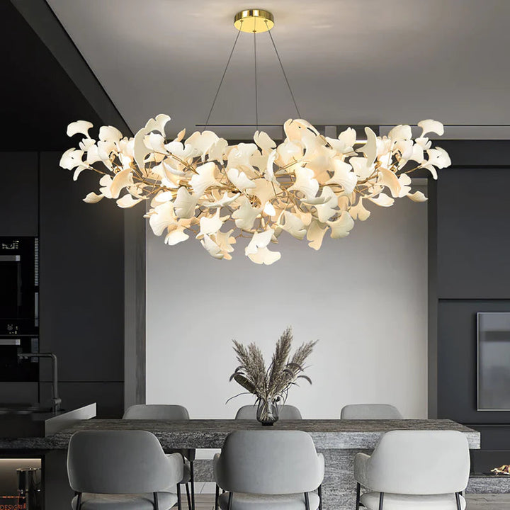 Olivia Design Bellissimo LED Lampade a Sospensione Ginkgo Biloba Oro Metallo Ceramico