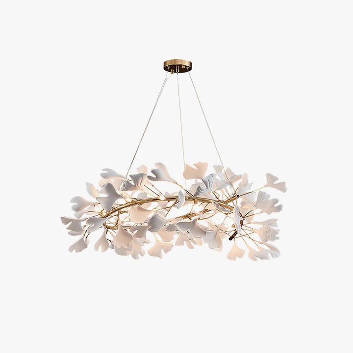 Olivia Lampadario moderno a LED dorato GinkLuxe, metallo e ceramica