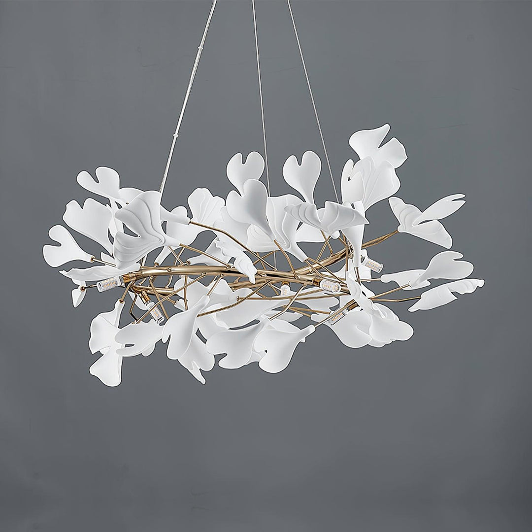 Olivia Lampadario moderno a LED dorato GinkLuxe, metallo e ceramica