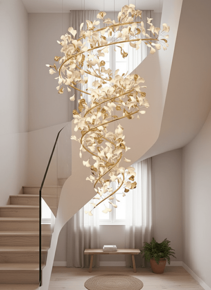 Gingko Ring lampadario Ceramica per scale lusso