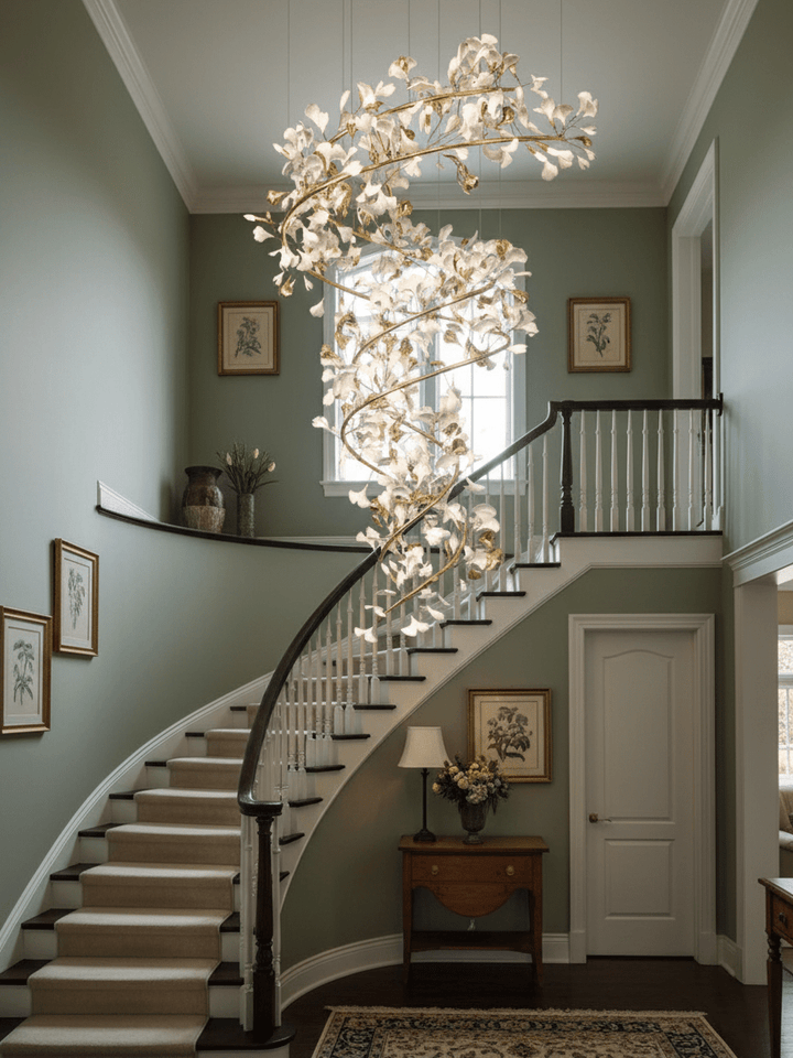 Gingko Ring lampadario Ceramica per scale lusso