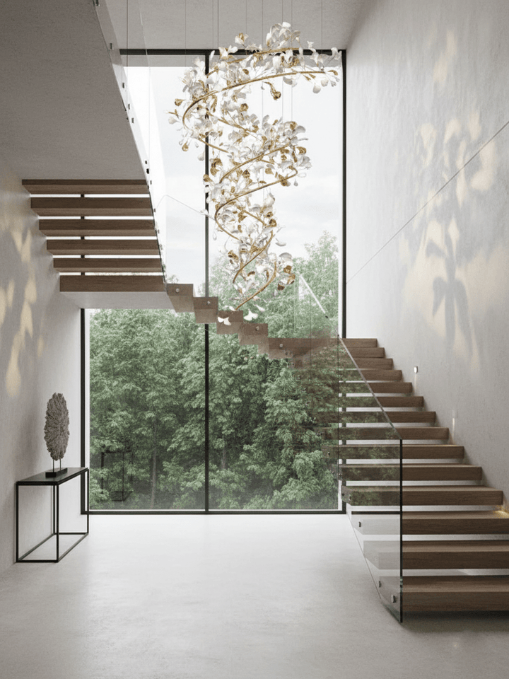 Gingko Ring lampadario Ceramica per scale lusso