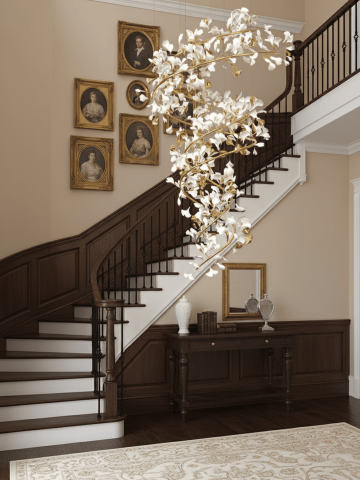 Gingko Ring lampadario Ceramica per scale lusso