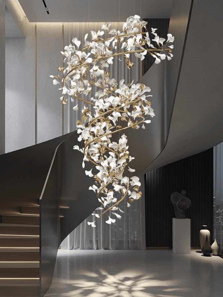 Gingko Ring lampadario Ceramica per scale lusso