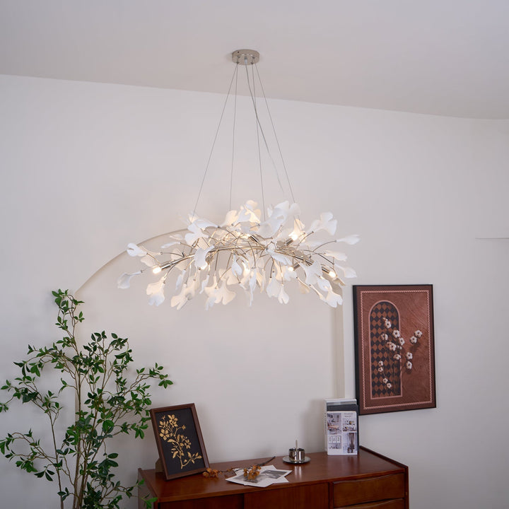 Olivia Lampadario Gingko Stile Art Déco con Foglie Inclinate Verso il Basso
