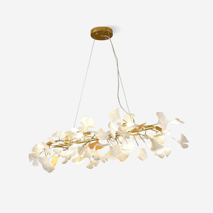 Lampadario Cornice Metallica Ceramica Ginkgo Ombra Oro bianco Arte moderna in metallo