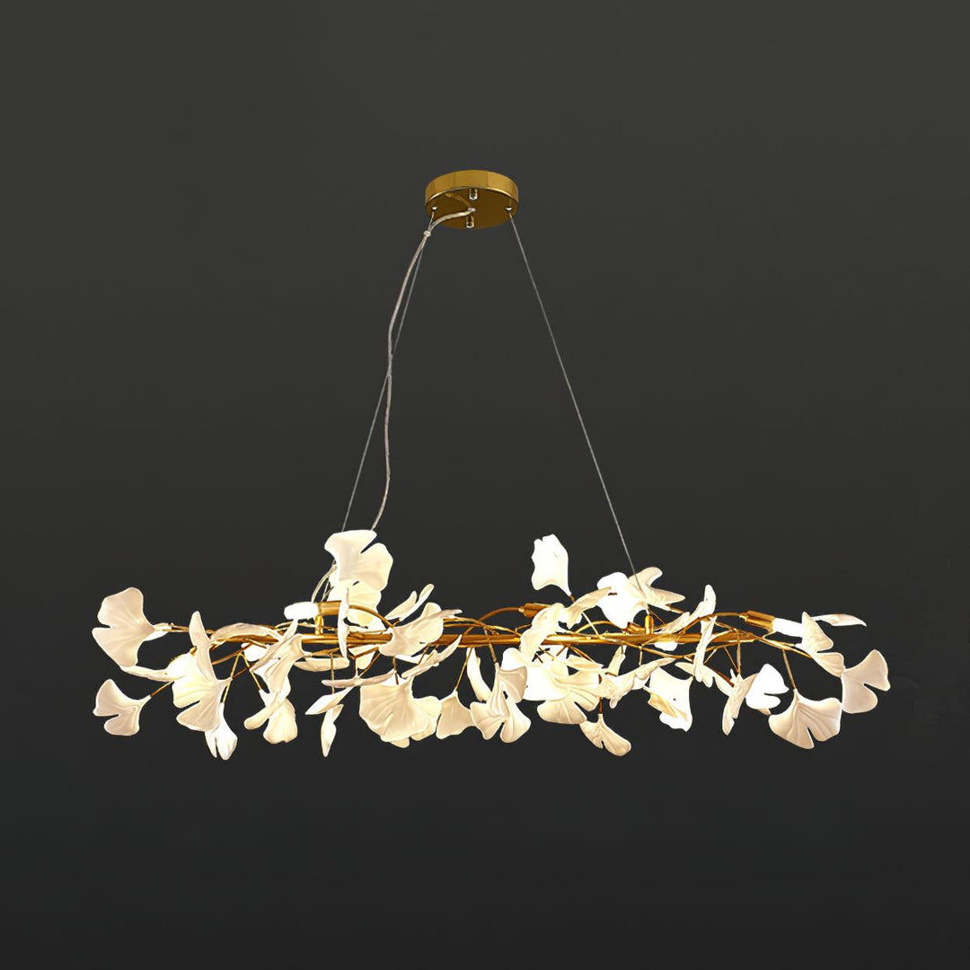 Lampadario Cornice Metallica Ceramica Ginkgo Ombra Oro bianco Arte moderna in metallo