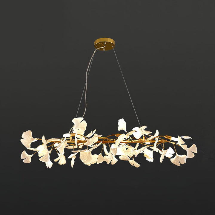 Lampadario Cornice Metallica Ceramica Ginkgo Ombra Oro bianco Arte moderna in metallo