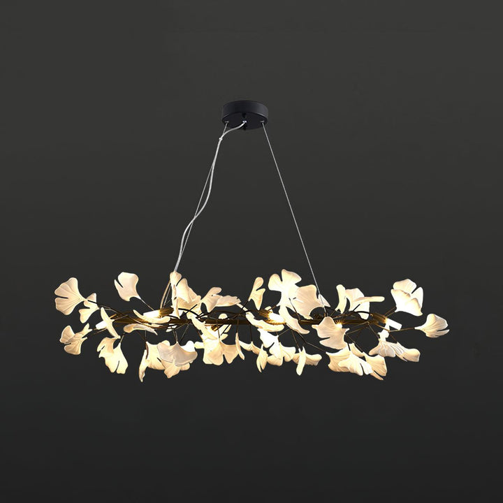 Lampadario Cornice Metallica Ceramica Ginkgo Ombra Oro bianco Arte moderna in metallo