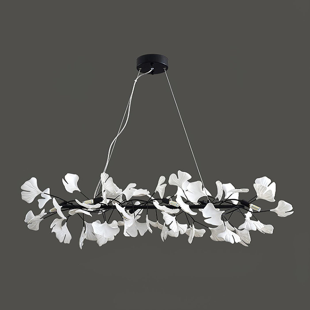 Lampadario Cornice Metallica Ceramica Ginkgo Ombra Oro bianco Arte moderna in metallo