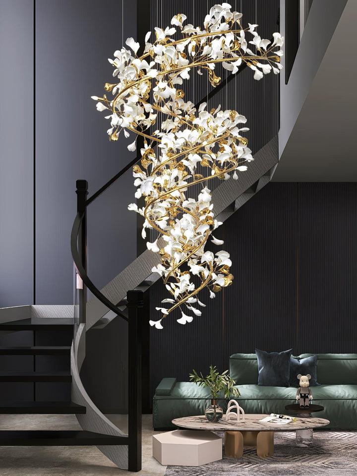 Gingko Ring lampadario Ceramica per scale lusso