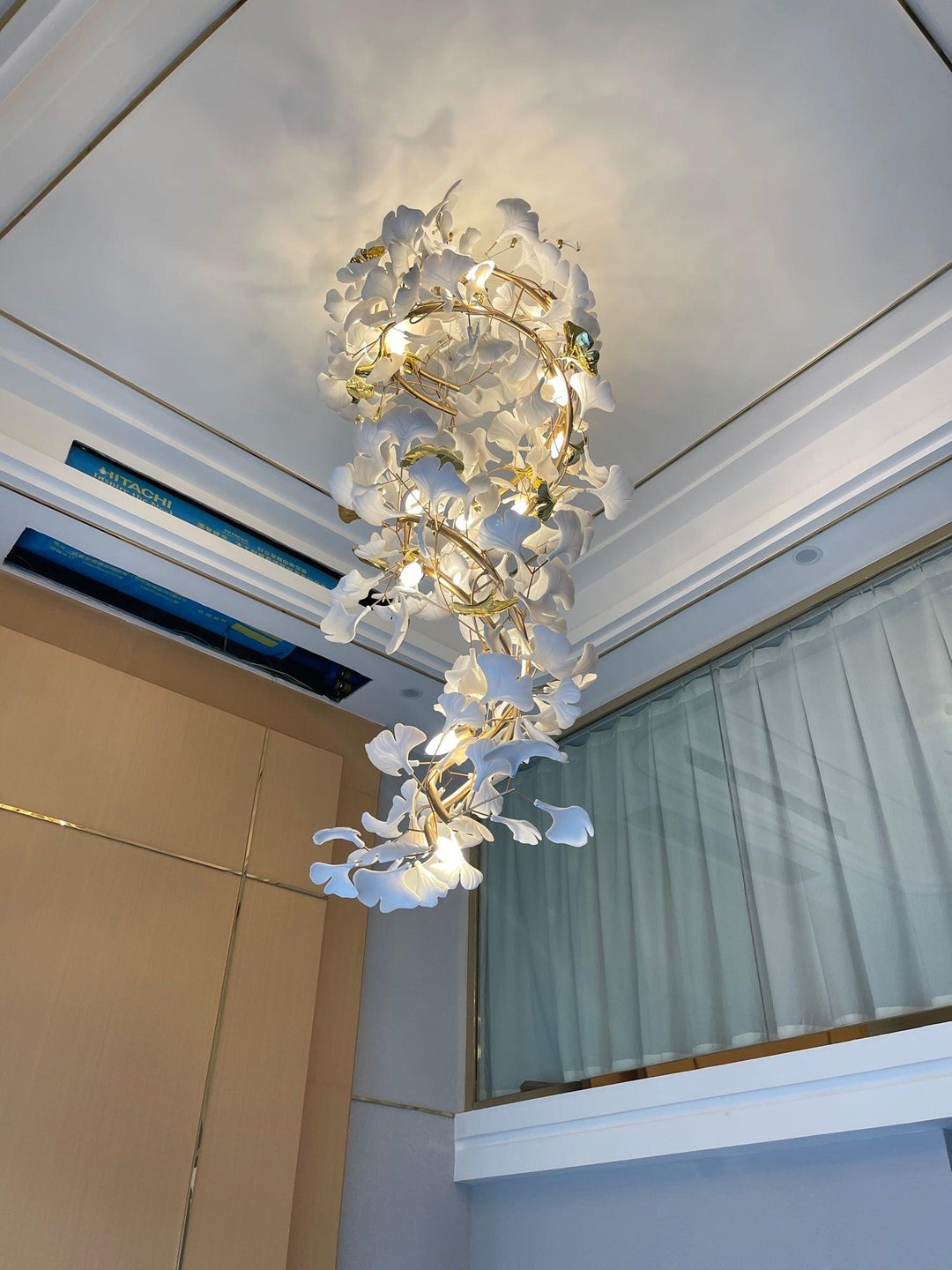 Gingko Ring lampadario Ceramica per scale lusso