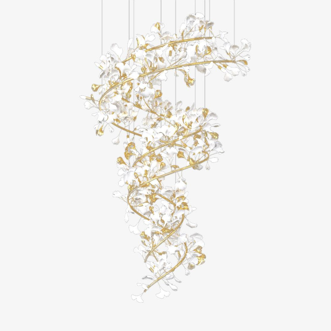 Gingko Ring lampadario Ceramica per scale lusso