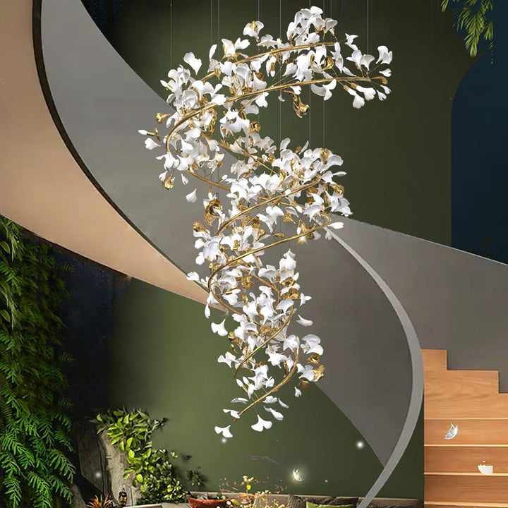Gingko Ring lampadario Ceramica per scale lusso