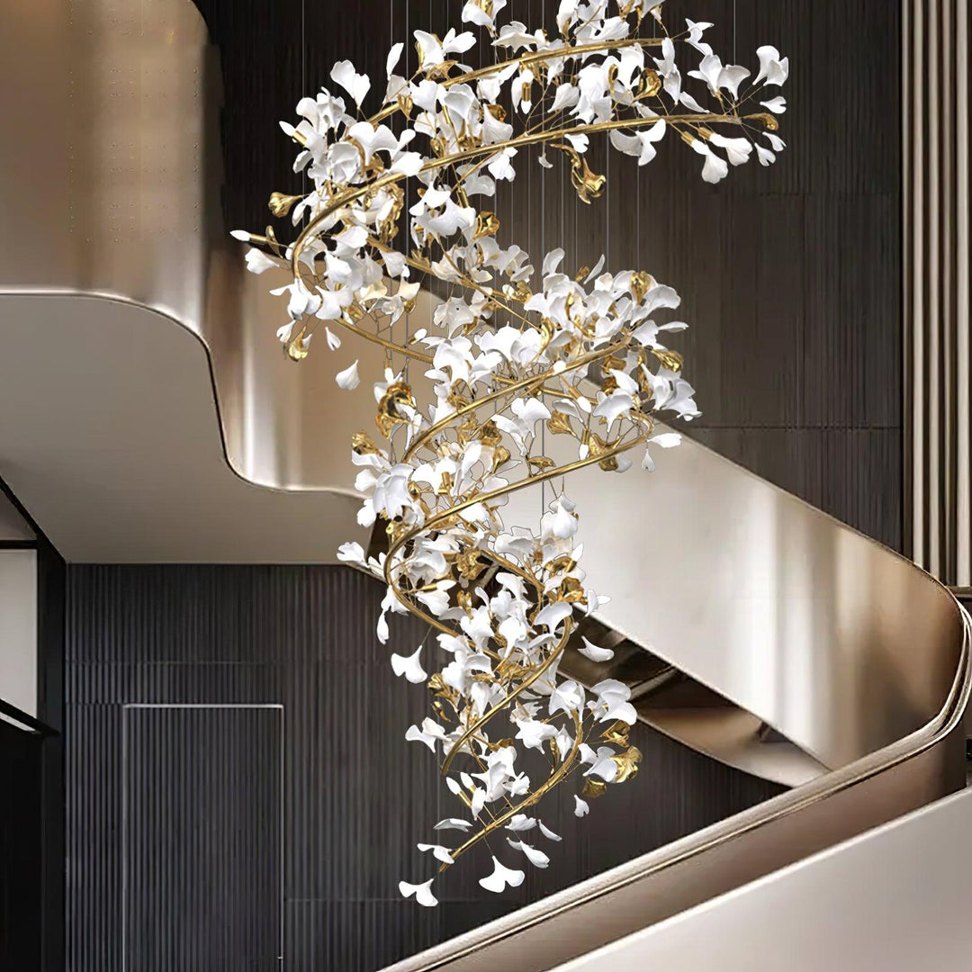Gingko Ring lampadario Ceramica per scale lusso
