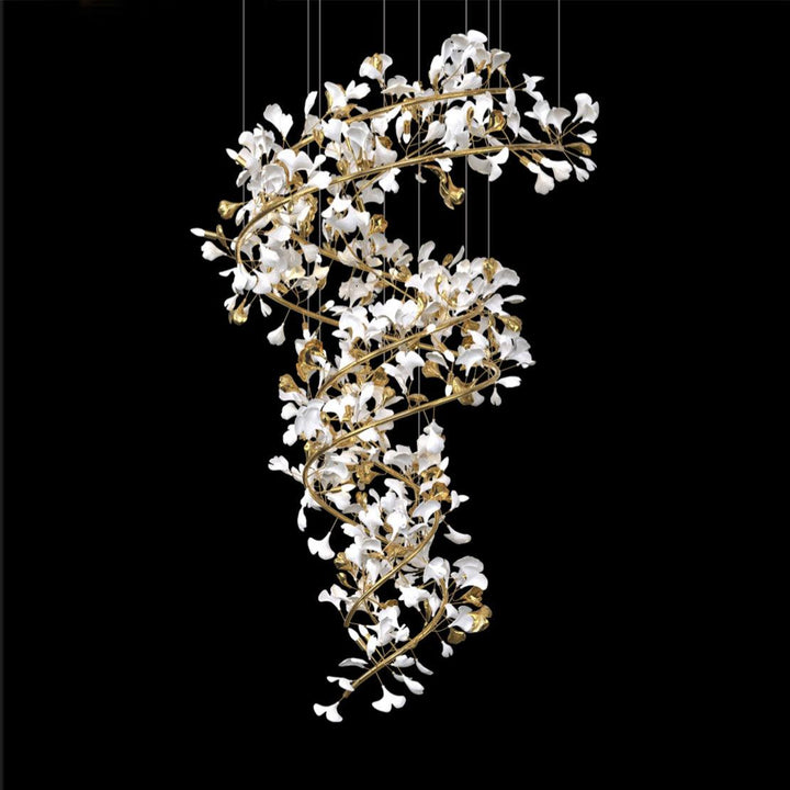 Gingko Ring lampadario Ceramica per scale lusso