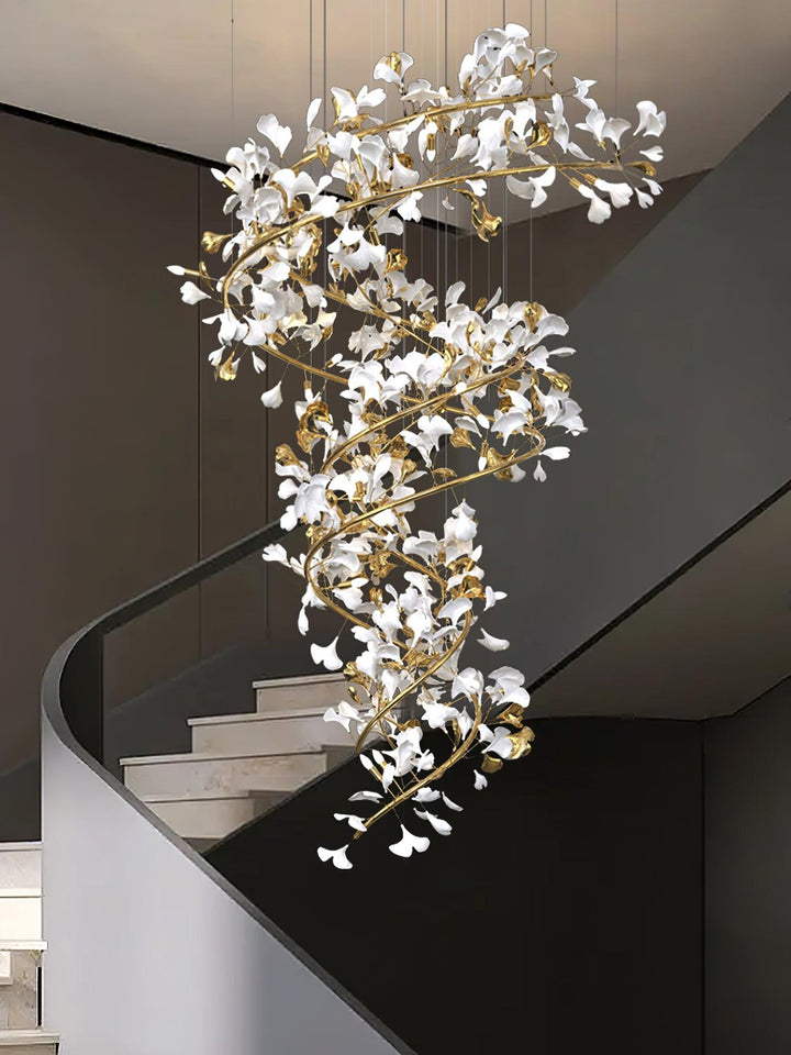 Gingko Ring lampadario Ceramica per scale lusso