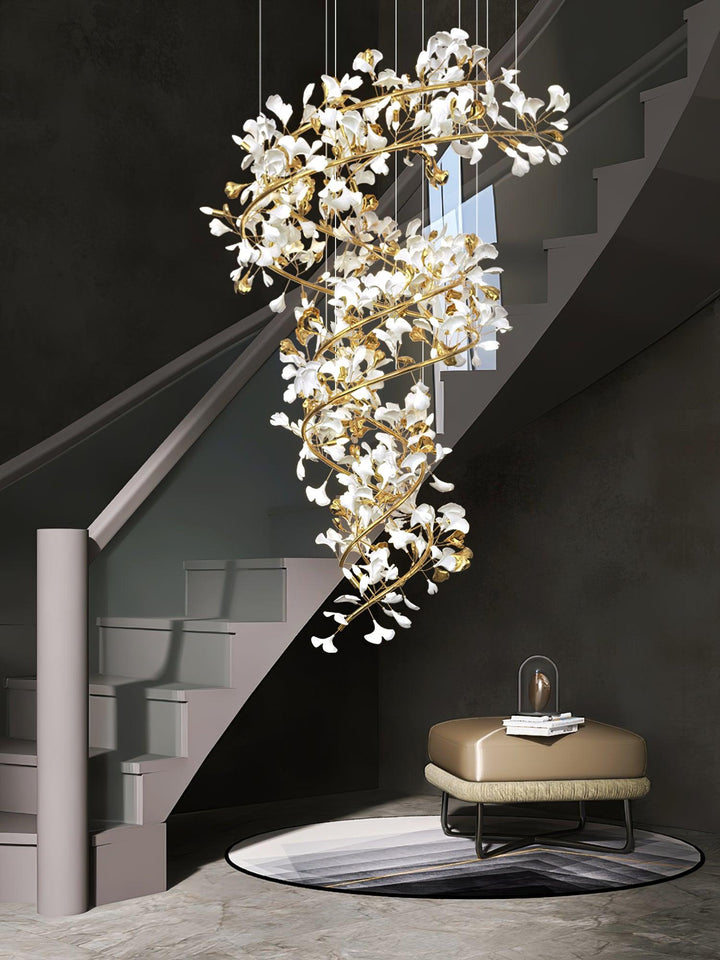 Gingko Ring lampadario Ceramica per scale lusso