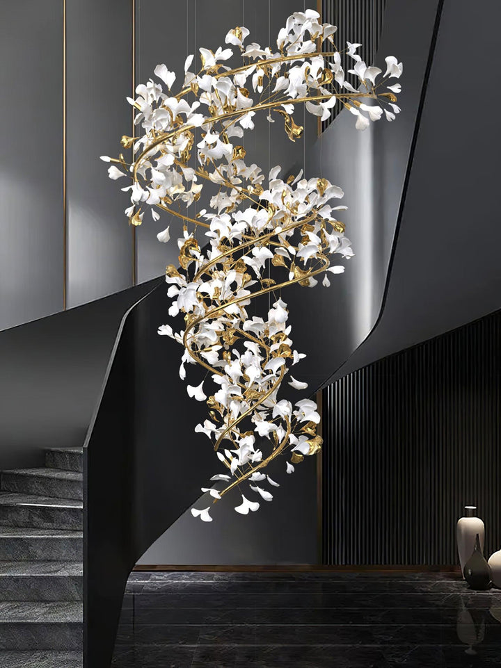 Gingko Ring lampadario Ceramica per scale lusso