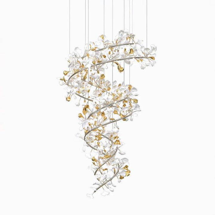 Gingko Ring lampadario Ceramica per scale lusso