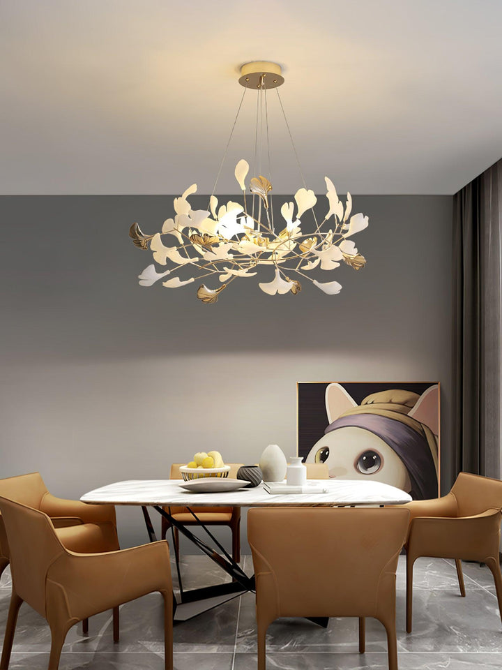 Eliinira lampadario Gingko Foglie in Ceramica con Struttura in Ferro