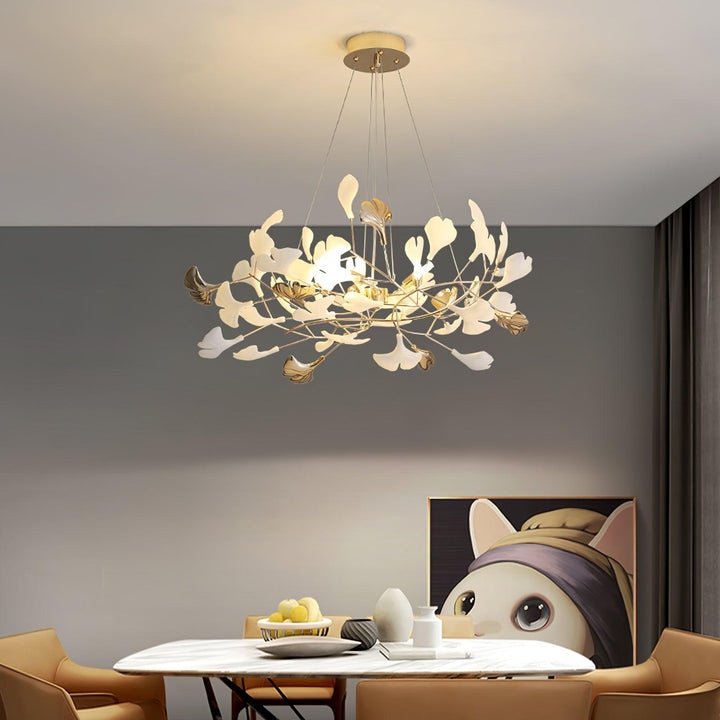 Eliinira lampadario Gingko Foglie in Ceramica con Struttura in Ferro