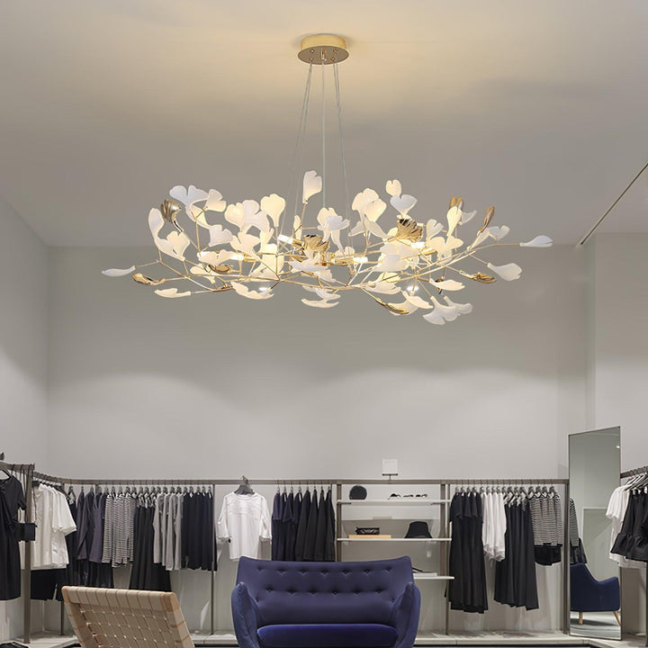 Eliinira lampadario Gingko Foglie in Ceramica con Struttura in Ferro