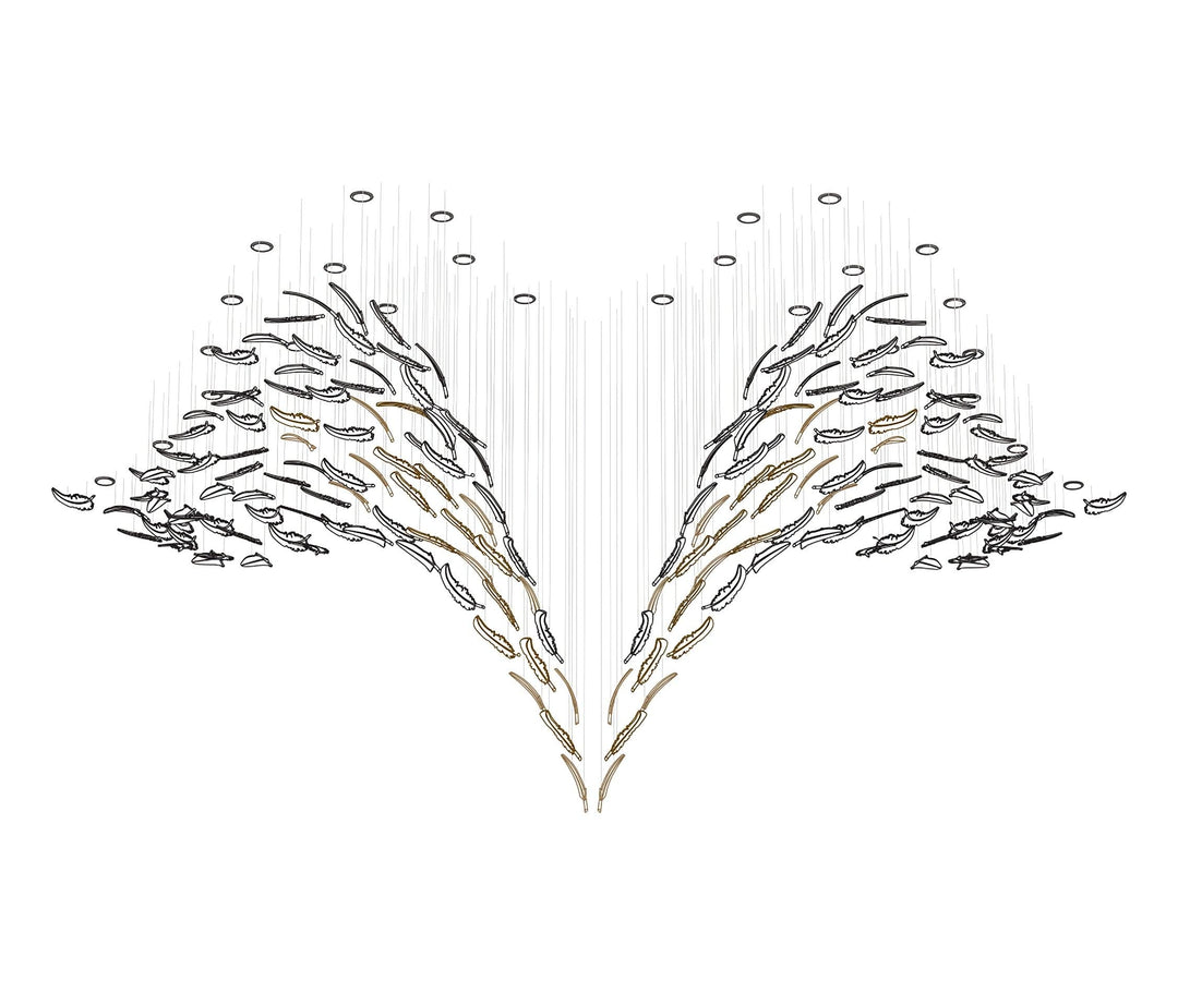 Aetherial lampadario in foglia di vetro