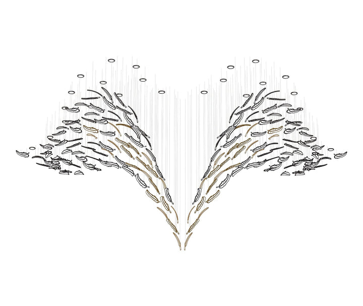 Aetherial lampadario in foglia di vetro