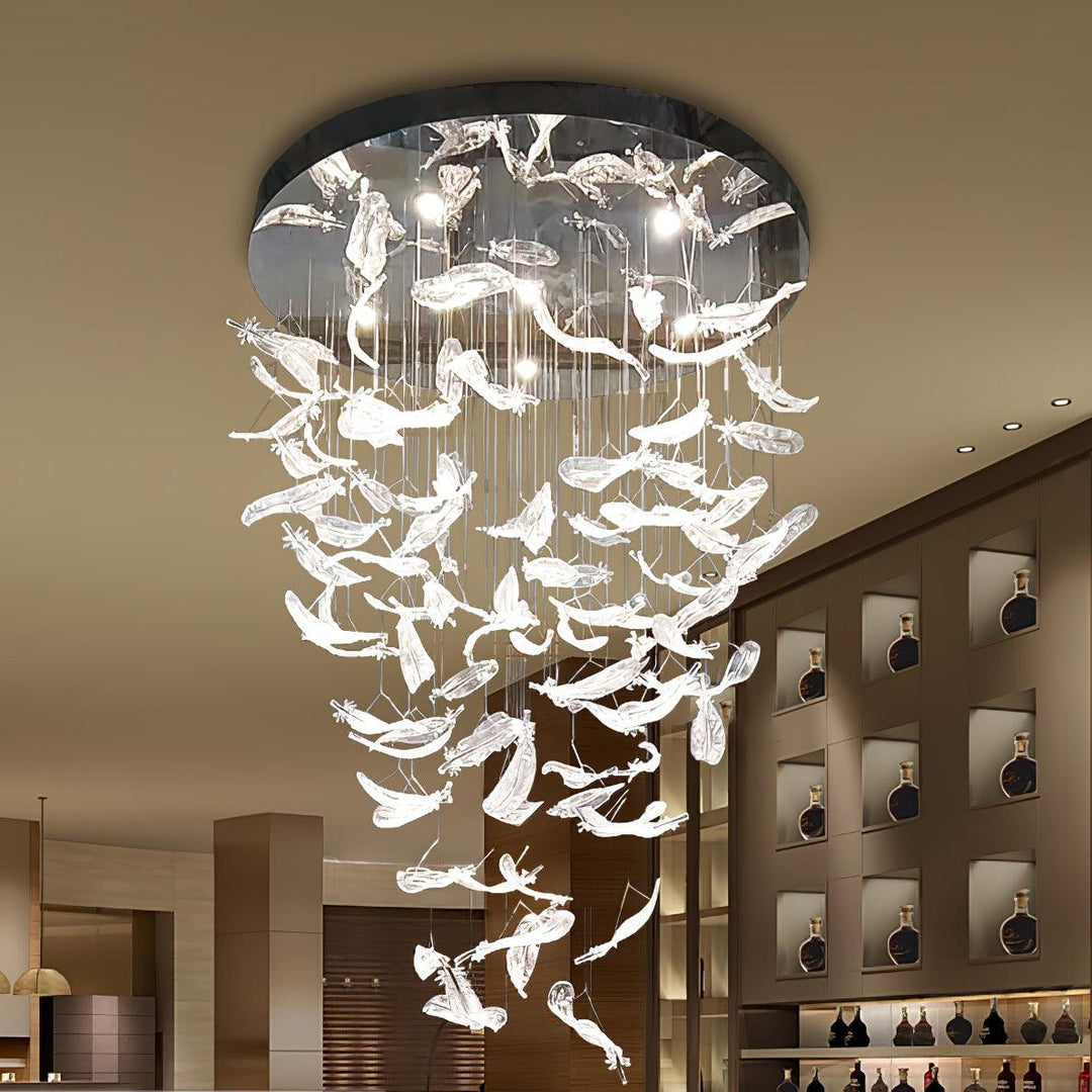 Aetherial lampadario in foglia di vetro