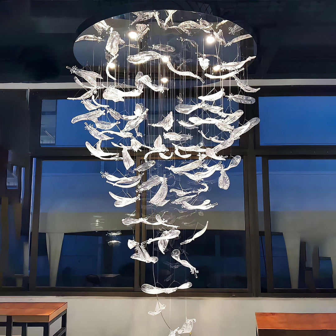 Aetherial lampadario in foglia di vetro