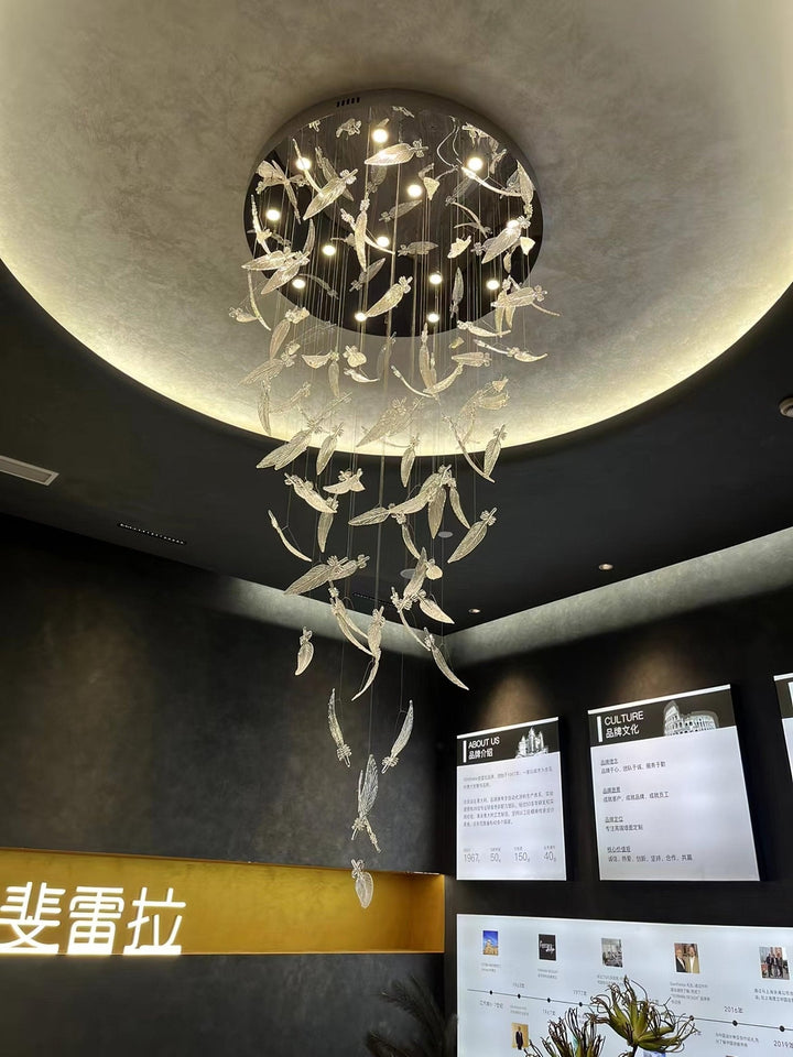Aetherial lampadario in foglia di vetro