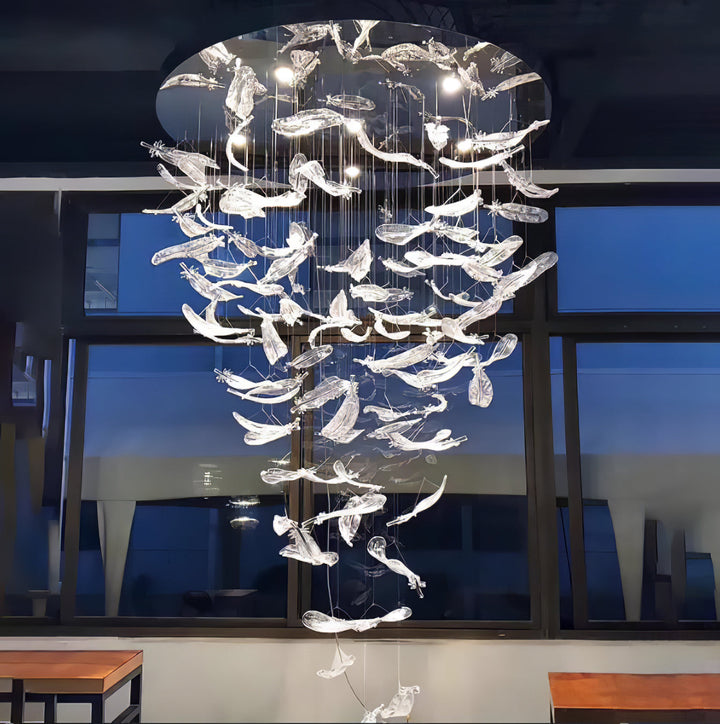 Aetherial lampadario in foglia di vetro