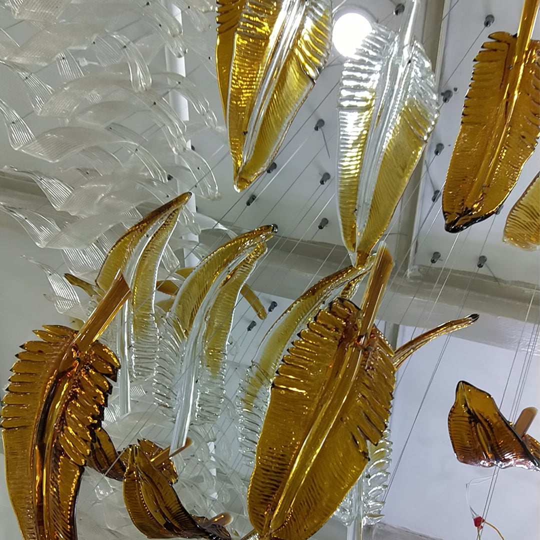 Aetherial lampadario in foglia di vetro