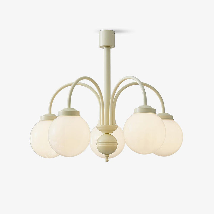 Velaora lampadario in vetro opaco crema a globo