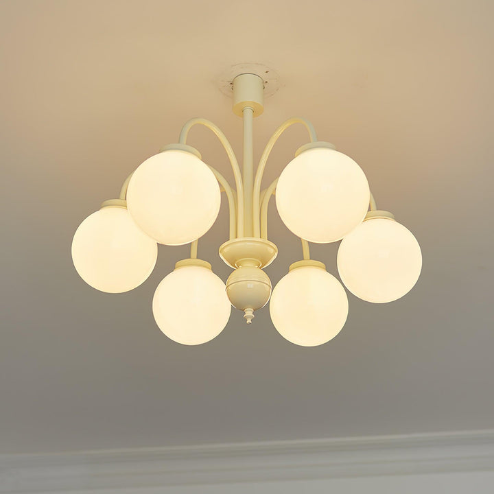 Velaora lampadario in vetro opaco crema a globo