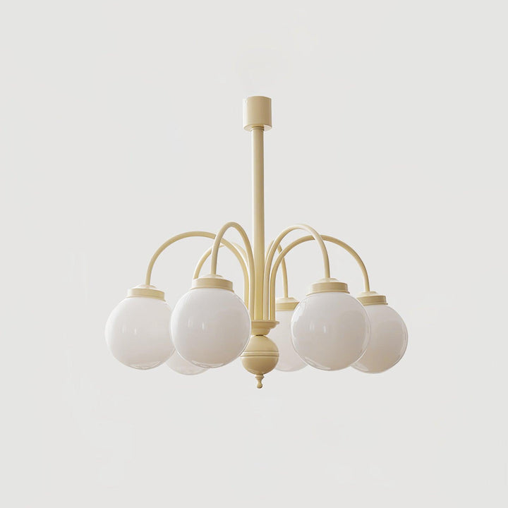 Velaora lampadario in vetro opaco crema a globo