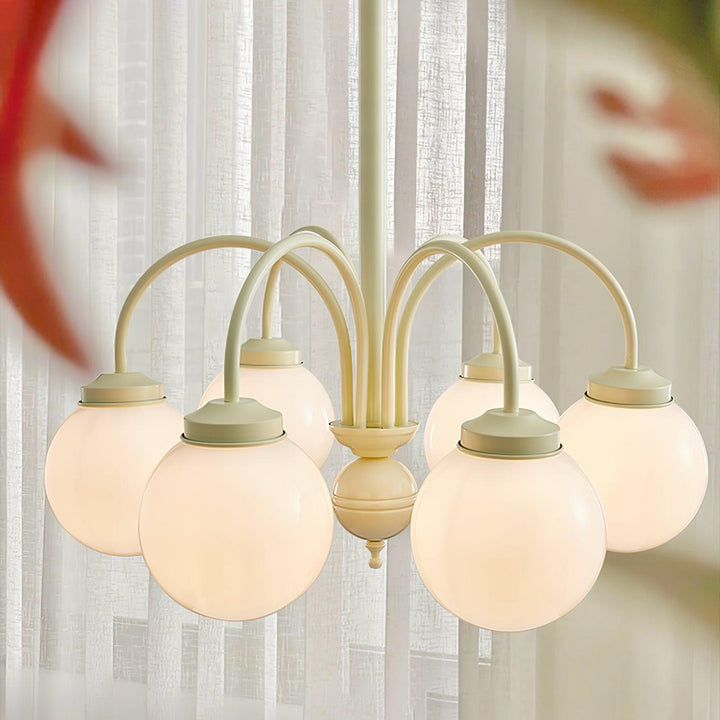 Velaora lampadario in vetro opaco crema a globo