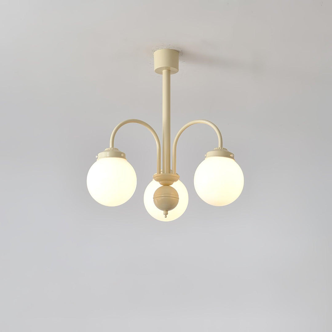Velaora lampadario in vetro opaco crema a globo