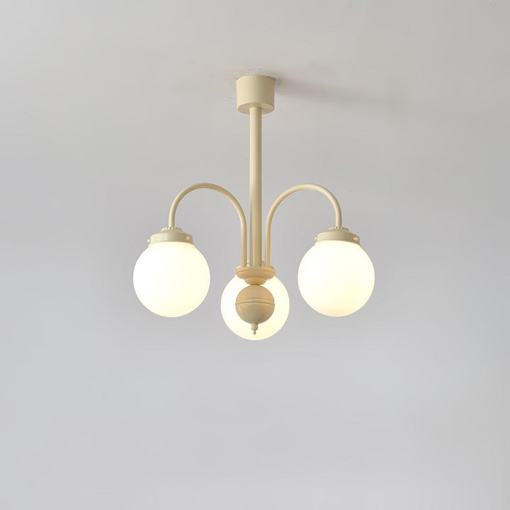 Velaora lampadario in vetro opaco crema a globo