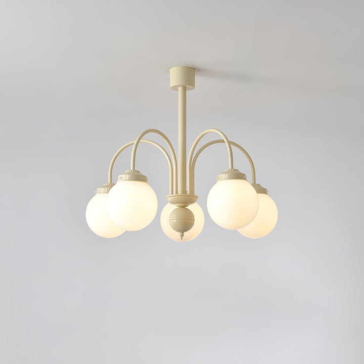 Velaora lampadario in vetro opaco crema a globo
