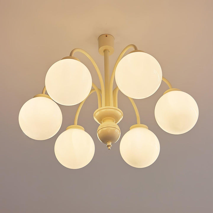 Velaora lampadario in vetro opaco crema a globo