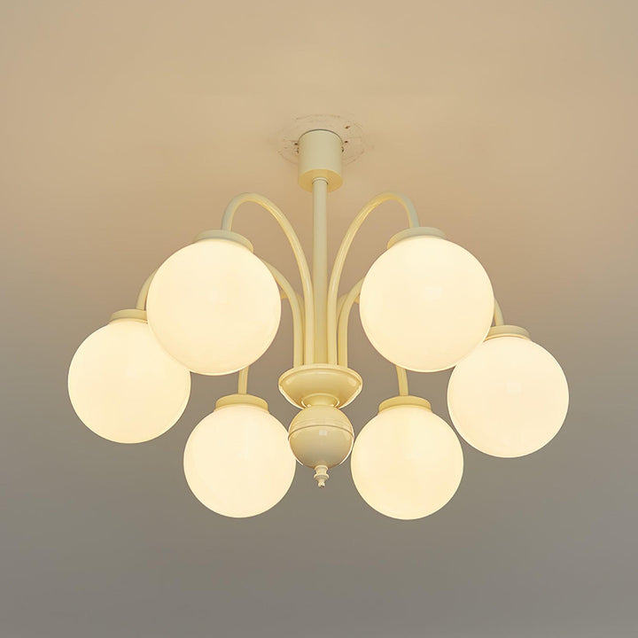 Velaora lampadario in vetro opaco crema a globo