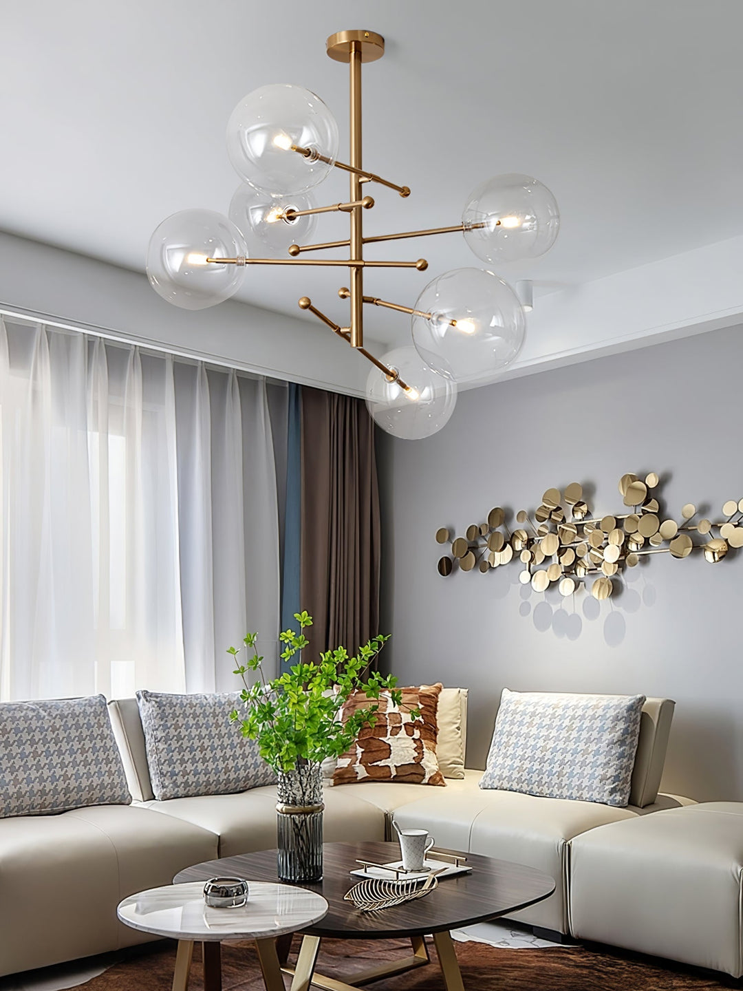 Orbit lampadario contemporaneo in vetro