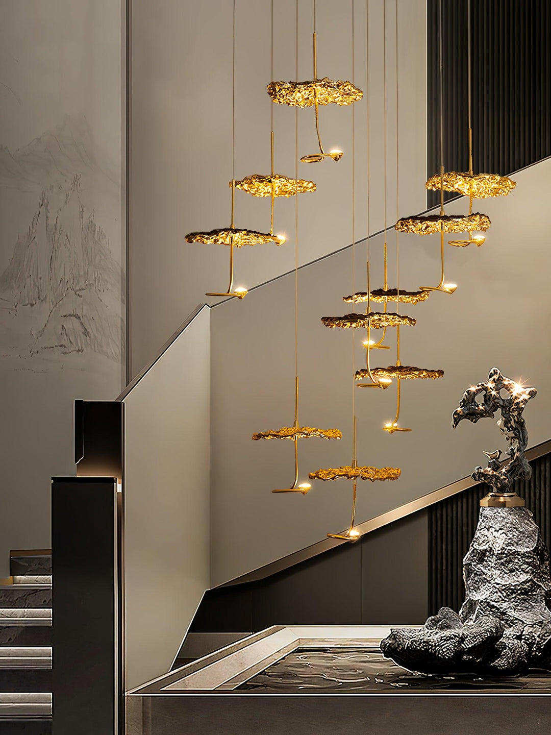 Aureate Cloud ottone grappolo lampadario