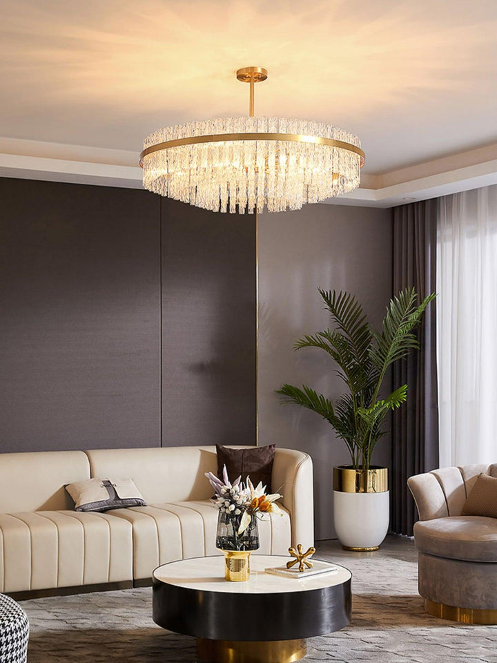 Solivian lampadario Oro Asta Trasparente elegante